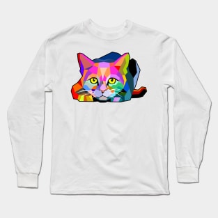 Crouching cat geometric Long Sleeve T-Shirt